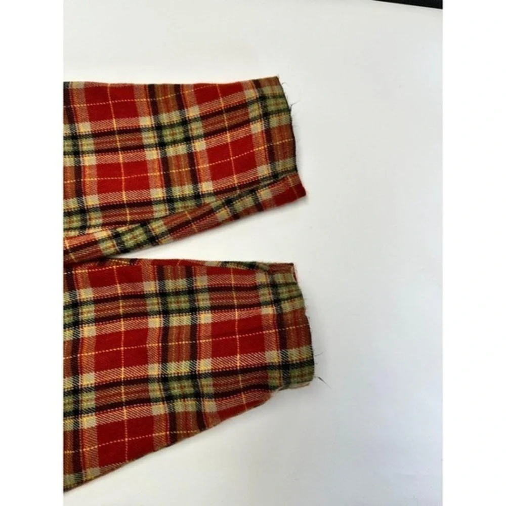 Vintage 60s 70s Cutie Pie Plaid Wool Blend Pants Girls Sz 10‎ Red Tartan
